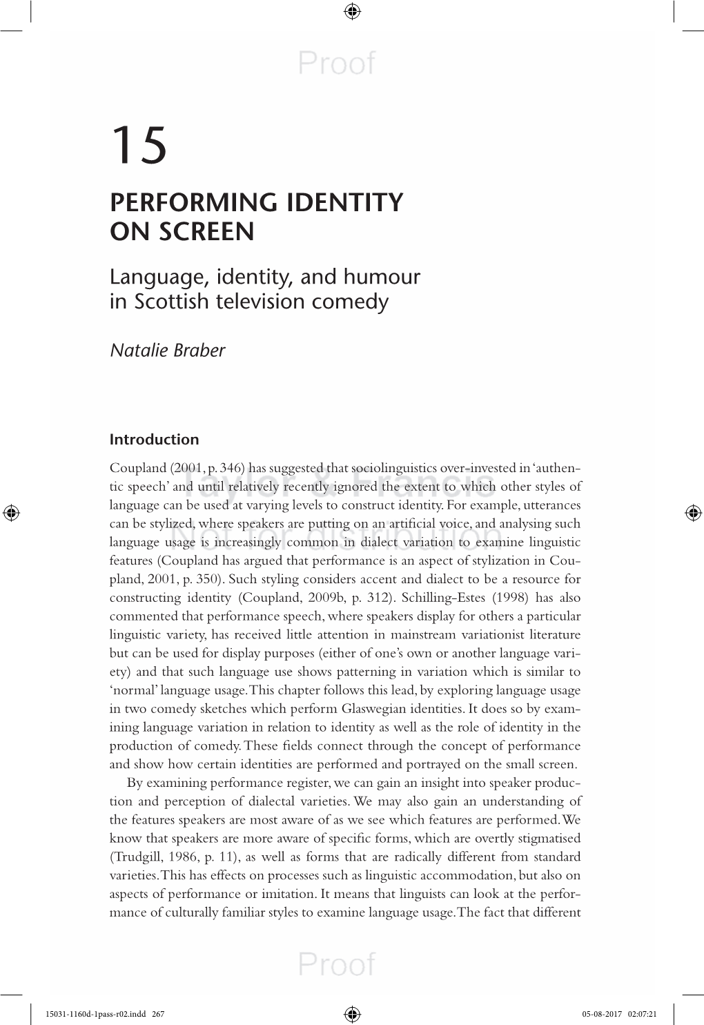 PERFORMING IDENTITY on SCREEN Language, Identity, and Humour in Scottish Television Comedy