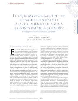 El Aqua Augusta Y El Abastecimiento De Agua a Colonia Patricia Corduba