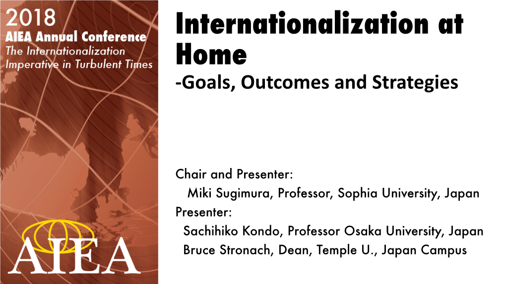 Internationalization at Home -Goals, Outcomes and Strategies