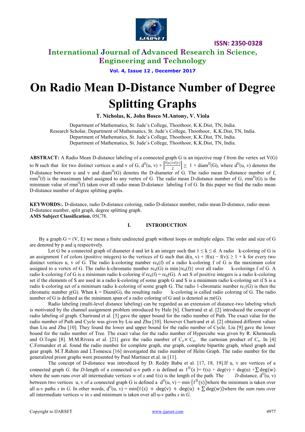 On Radio Mean D-Distance Number of Degree Splitting Graphs T