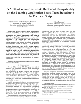 A Method to Accommodate Backward Compatibility on the Learning Application-Based Transliteration to the Balinese Script