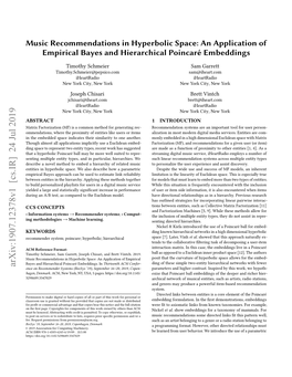 Music Recommendations in Hyperbolic Space: an Application of Empirical Bayes and Hierarchical Poincaré Embeddings