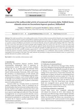 Leaves Ethanolic Extract on Oncomelania Hupensis Quadrasi, Möllendorff