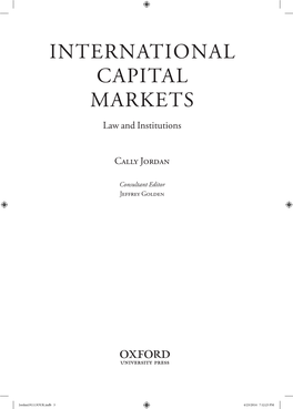 INTERNATIONAL CAPITAL MARKETS Law and Institutions