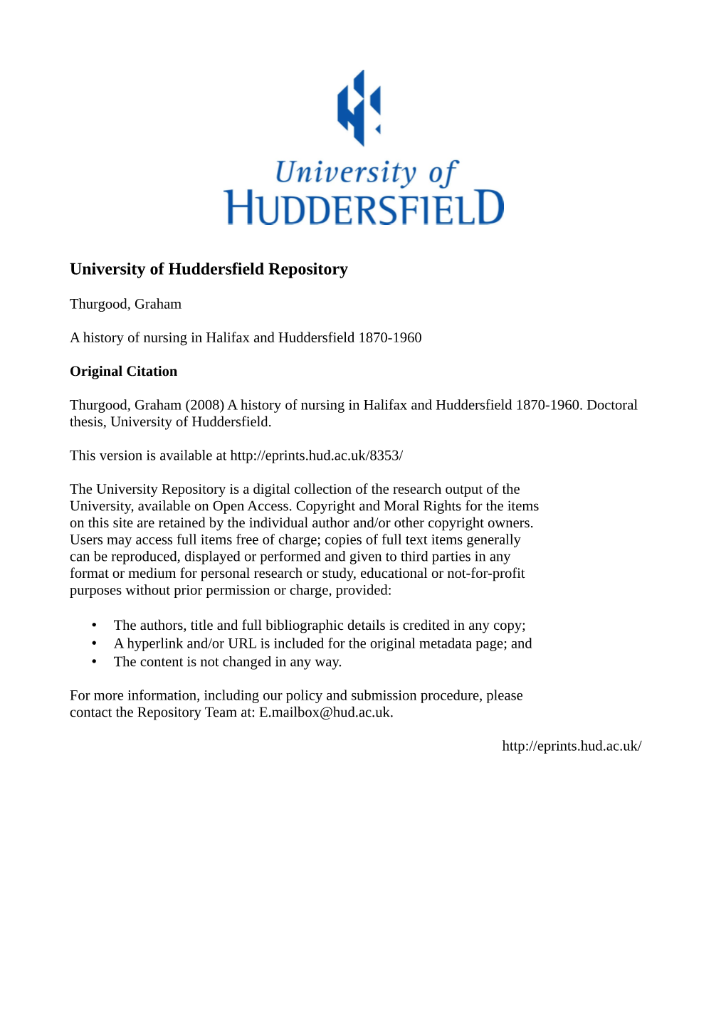 University of Huddersfield Repository