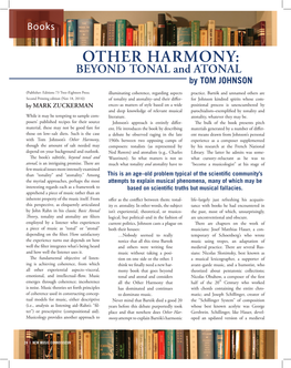 Review of Other Harmony by Tom Johnson