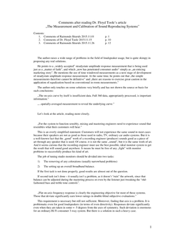 1 Comments After Reading Dr. Floyd Toole's Article „The Measurement