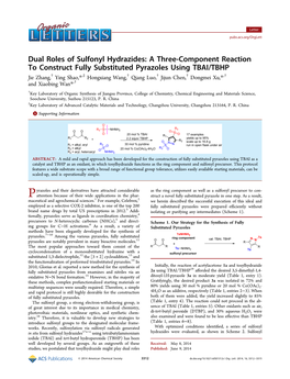 Dual Roles of Sulfonyl Hydrazides: a Three-Component Reaction To
