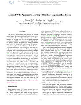 A Second-Order Approach to Learning with Instance-Dependent Label Noise