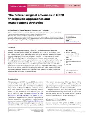 The Future: Surgical Advances in MEN1 Therapeutic Approaches And