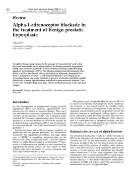 Alpha-1-Adrenoceptor Blockade in the Treatment of Benign Prostatic Hyperplasia