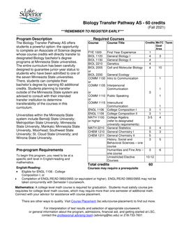 Biology Transfer Pathway Program Guide