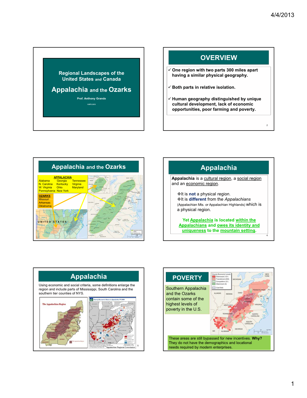 Appalachia D Th Ozarks Appalachia and the Ozarks OVERVIEW