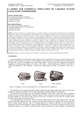 A Model for Numerical Simulation of Variable Stator Axial Flow Compressors