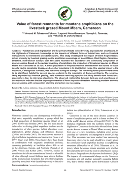 Value of Forest Remnants for Montane Amphibians on the Livestock Grazed Mount Mbam, Cameroon 1,2,*Arnaud M