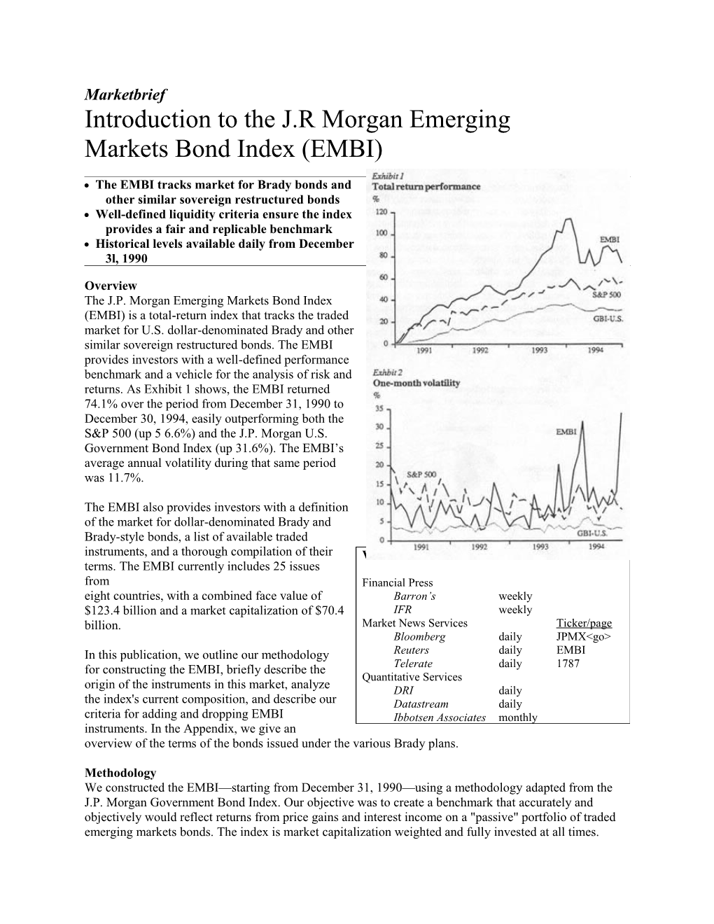 Introduction to the J.R Morgan Emerging