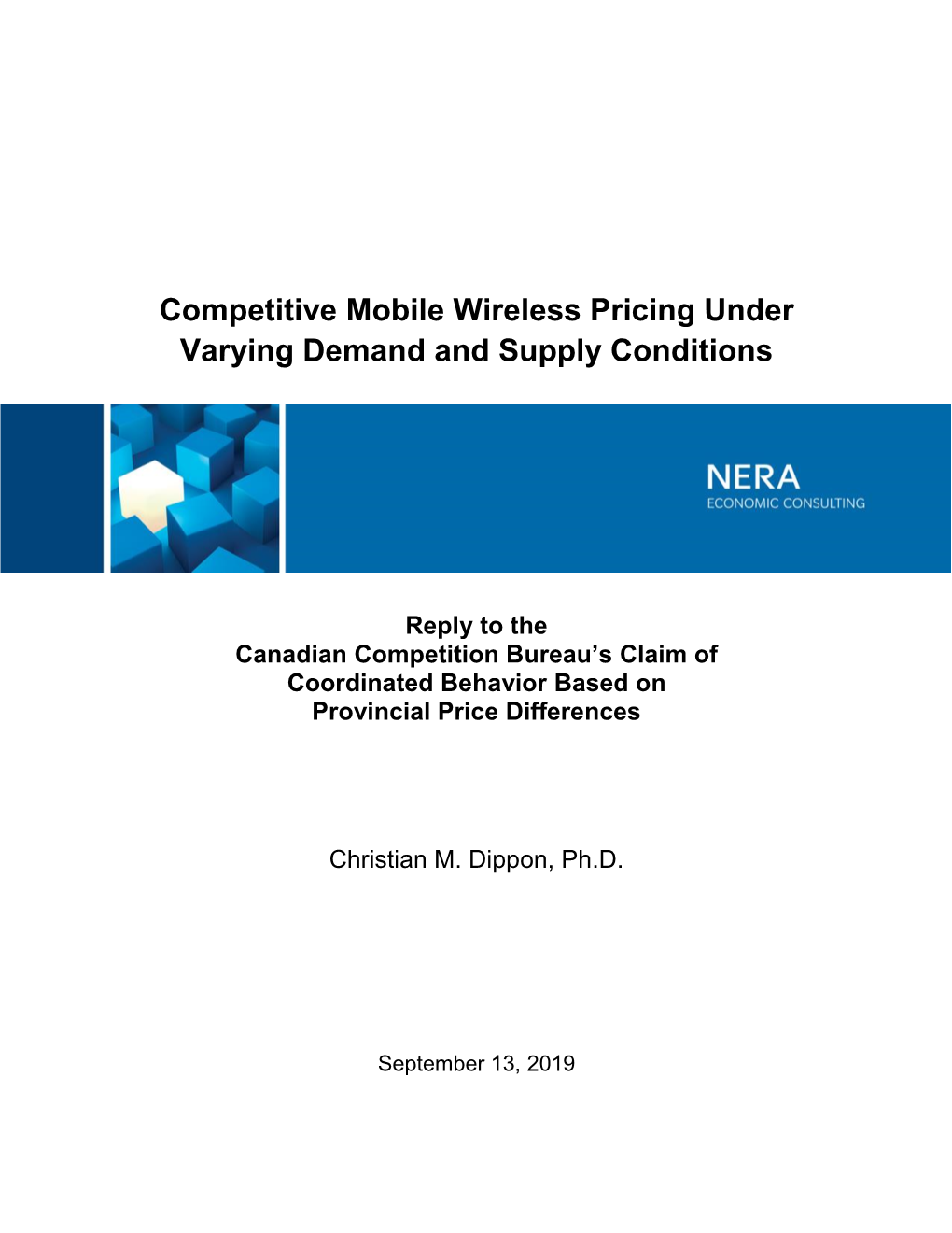 Competitive Mobile Wireless Pricing Under Varying Demand and Supply Conditions