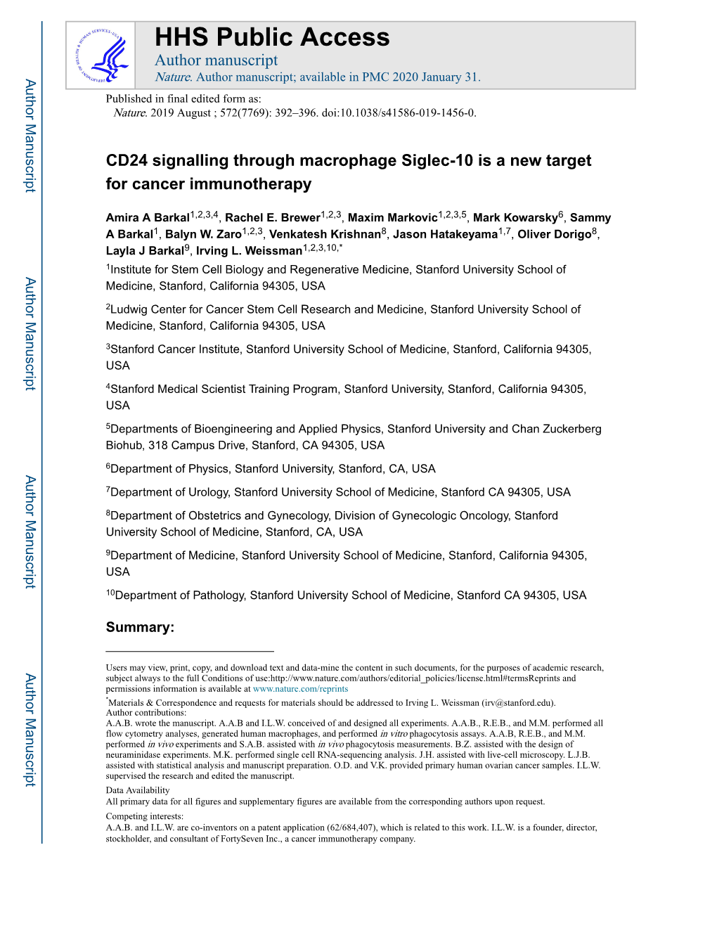 CD24 Signalling Through Macrophage Siglec-10 Is a New Target for Cancer Immunotherapy