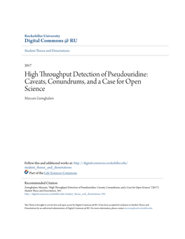High Throughput Detection of Pseudouridine: Caveats, Conundrums, and a Case for Open Science Maryam Zaringhalam