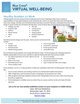 Healthy Nutrition at Work Feeling Healthy and Consuming Nutritious Foods Go Hand in Hand