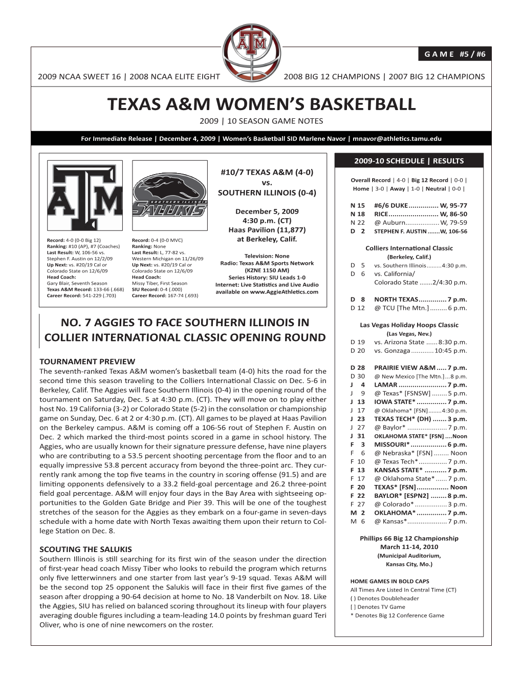 Southern Illinois Game Notes.Indd