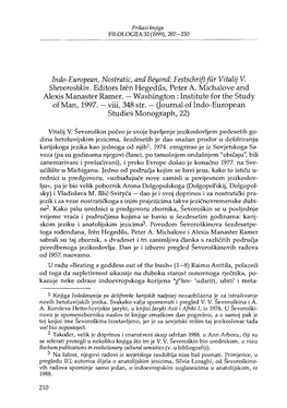Indo-European, Nostratic, and Beyond: Festschrift Für Vitalij V Shevoroshkin