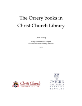 The Orrery Books in Christ Church Library