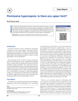 Permissive Hypercapnia: Is There Any Upper Limit?