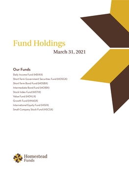 Fund Holdings March 31, 2021