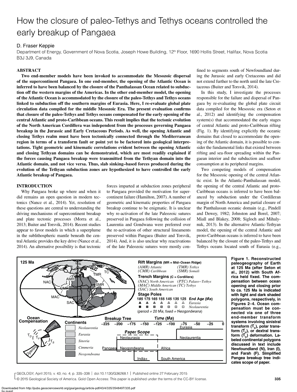 How the Closure of Paleo-Tethys and Tethys Oceans Controlled the Early Breakup of Pangaea