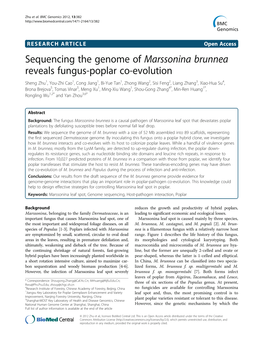 Sequencing the Genome of Marssonina Brunnea Reveals