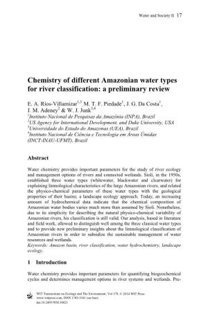 Chemistry of Different Amazonian Water Types for River Classification: a Preliminary Review