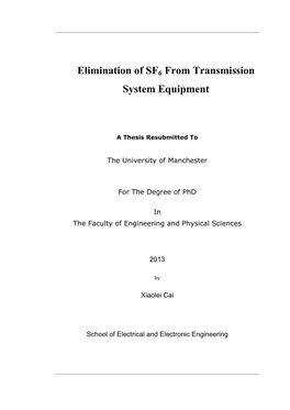 Elimination of SF6 from Transmission System Equipment