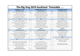 The Big Sing 2019 Auckland Timetable 23.4.19