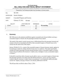 Bill Analysis and Fiscal Impact Statement