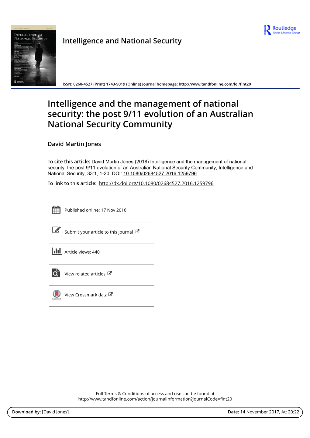 The Post 9/11 Evolution of an Australian National Security Community
