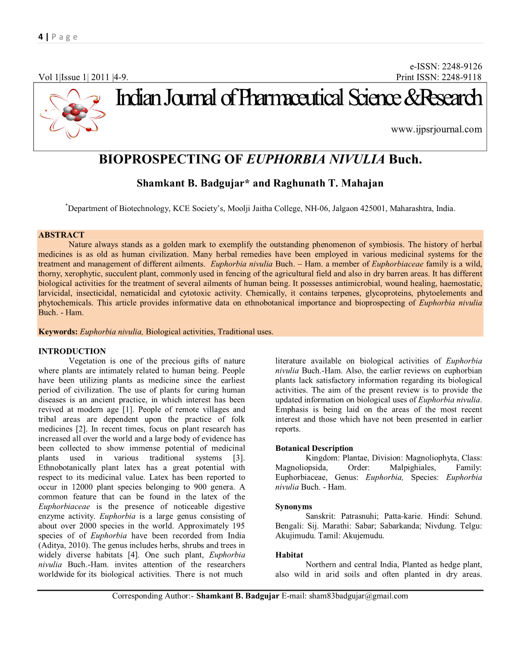 BIOPROSPECTING of EUPHORBIA NIVULIA Buch