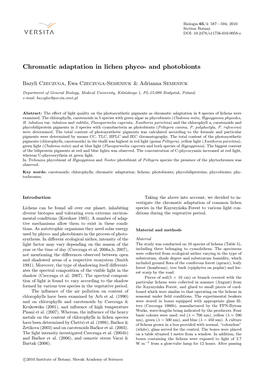 Chromatic Adaptation in Lichen Phyco- and Photobionts