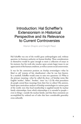 Introduction: Hal Scheffler’S Extensionism in Historical Perspective and Its Relevance to Current Controversies Warren Shapiro and Dwight Read