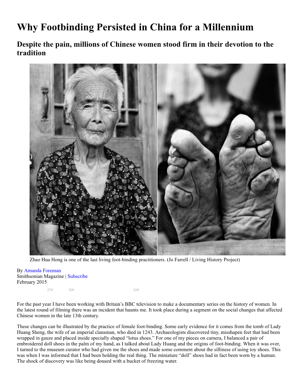 Why Footbinding Persisted in China for a Millennium