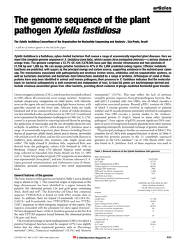 Pathogen Xylella Fastidiosa