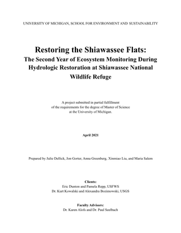 Restoring the Shiawassee Flats: the Second Year of Ecosystem Monitoring During Hydrologic Restoration at Shiawassee National Wildlife Refuge