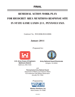 Remedial Action Work Plan for Ricochet Area Munitions Response Site in State Game Lands 211, Pennsylvania