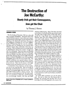 Joe Mccarthy: Shanty Irish Get Their Comeuppance, Jews Get the Chair