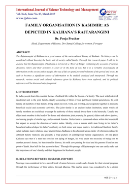 As Depicted in Kalhana's Rajtarangini