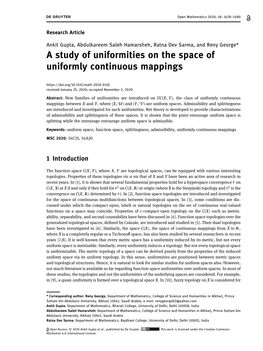 A Study of Uniformities on the Space of Uniformly Continuous Mappings