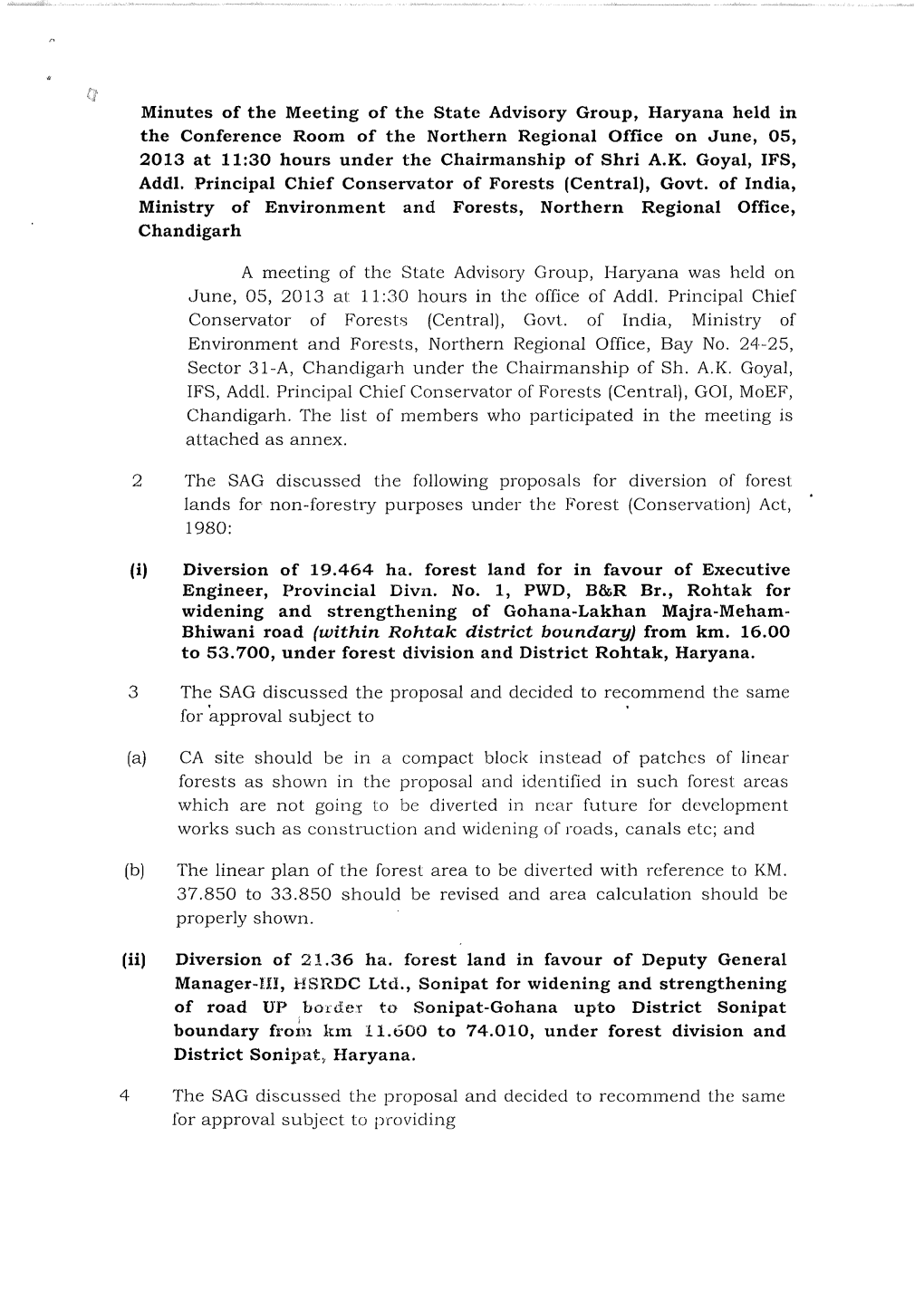 Bhiwani Road (Within Rohtak District Boundary) from Km. 16.00 to 53.700, Under Forest Division and District Rohtak, Haryana