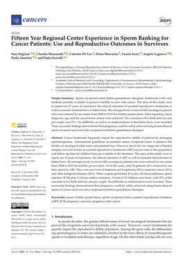 Fifteen Year Regional Center Experience in Sperm Banking for Cancer Patients: Use and Reproductive Outcomes in Survivors