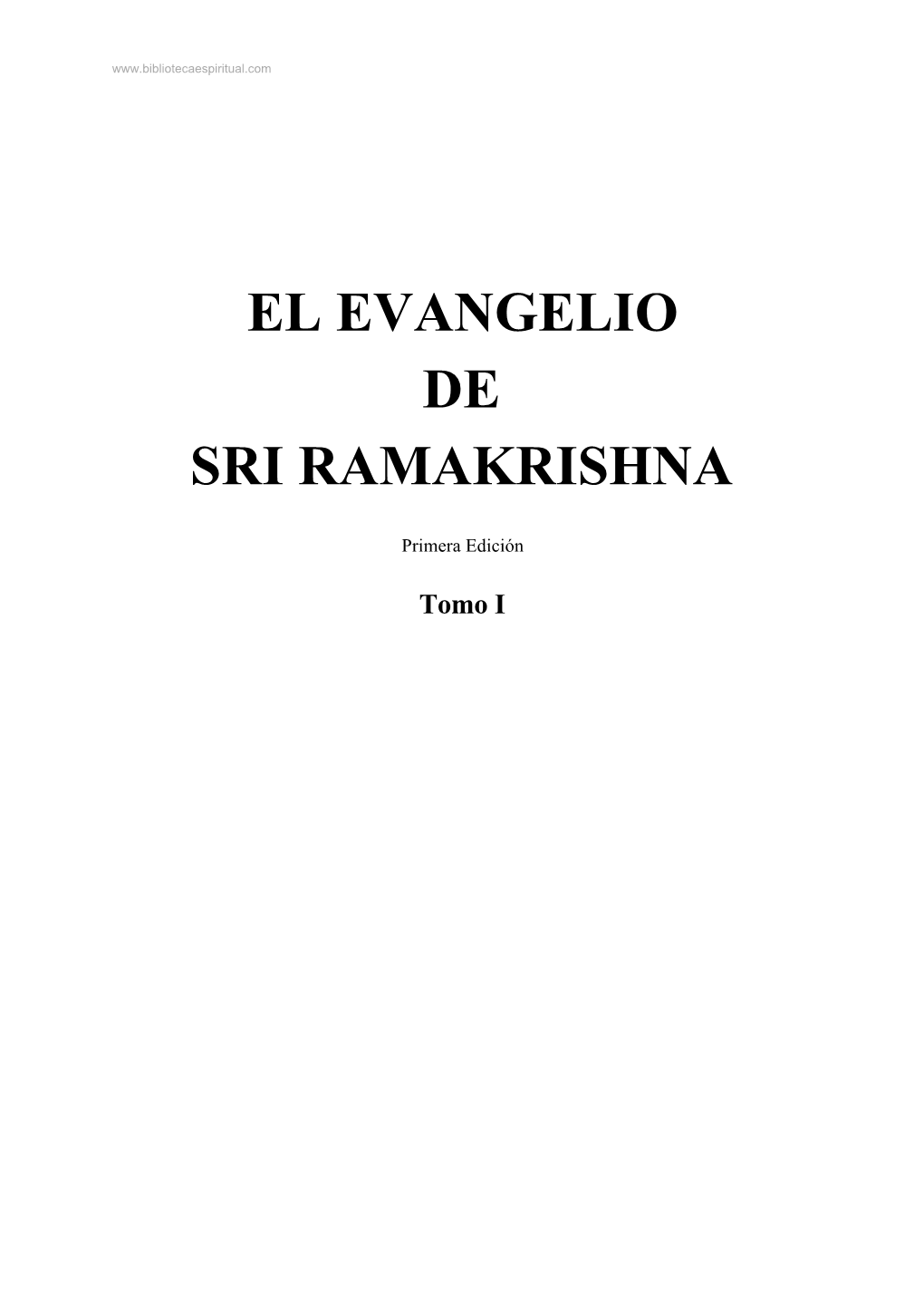 El Evangelio De Sri Ramakrishna