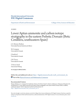 Lower Aptian Ammonite and Carbon Isotope Stratigraphy in the Eastern Prebetic Domain (Betic Cordillera, Southeastern Spain) J